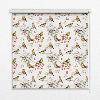 Blackout roller blind for window Birds on the branches