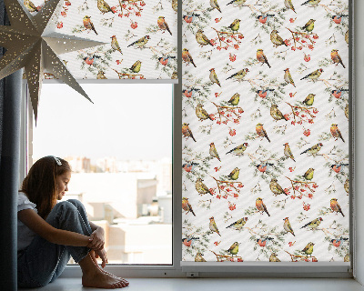 Blackout roller blind for window Birds on the branches