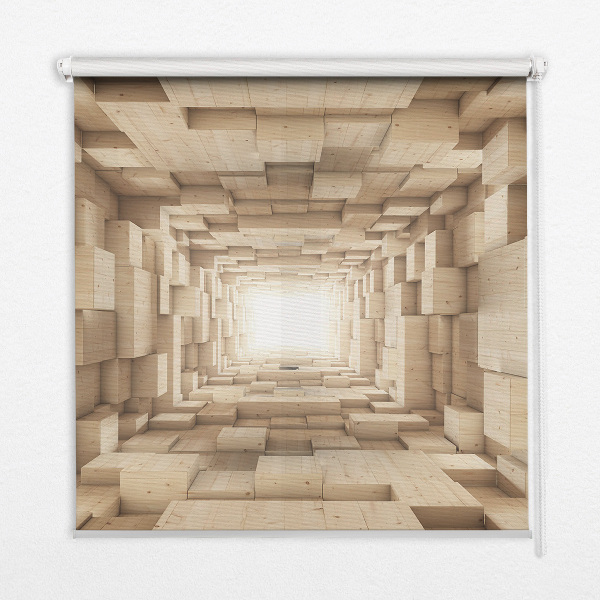Blackout roller blind 3d wooden hole
