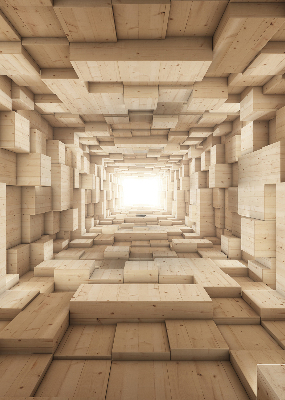 Blackout roller blind 3d wooden hole