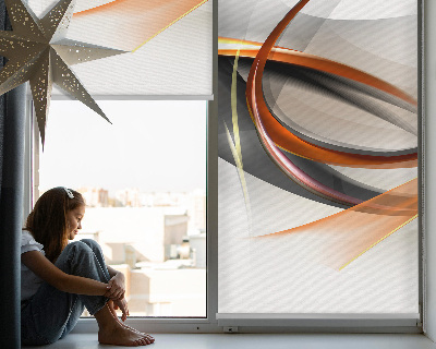 Fabric roller blind for window Orange line pattern