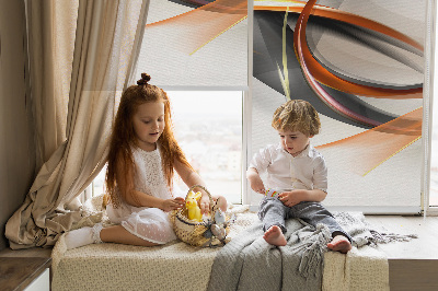 Fabric roller blind for window Orange line pattern