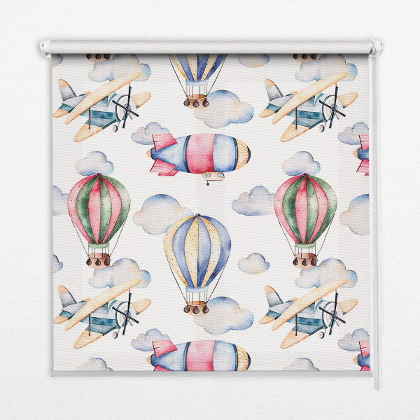 Fabric roller blind for window Airships and balloons