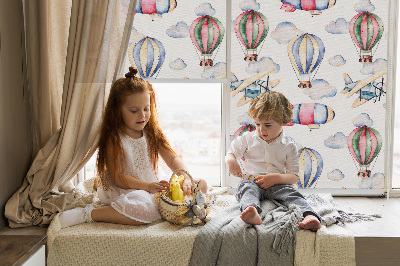 Fabric roller blind for window Airships and balloons