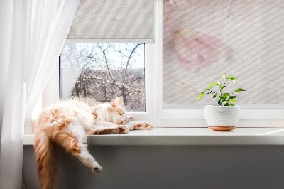 Fabric roller blind for window Flowers