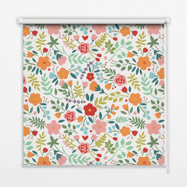 Blackout roller blind Painted flowers