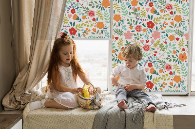 Blackout roller blind Painted flowers