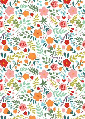 Blackout roller blind Painted flowers