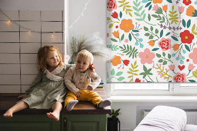 Blackout roller blind Painted flowers