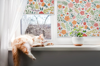 Blackout roller blind Painted flowers