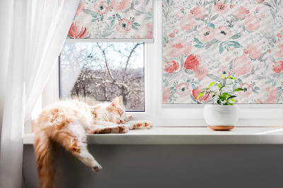 Blackout roller blind for window Pink poppy