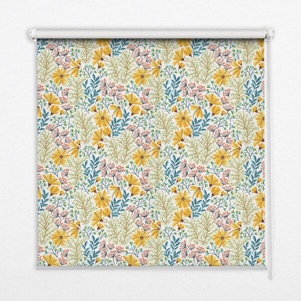 Fabric roller blind for window Flowers
