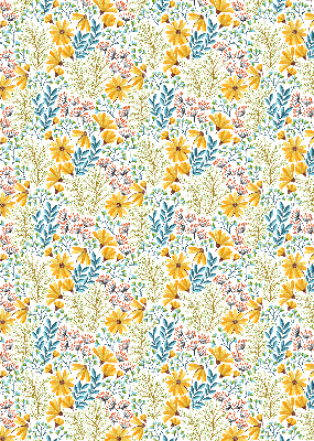 Fabric roller blind for window Flowers