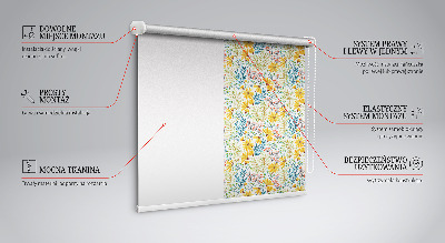 Fabric roller blind for window Flowers