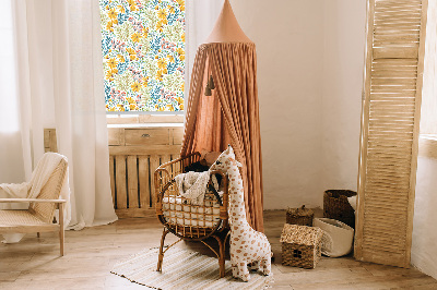 Fabric roller blind for window Flowers
