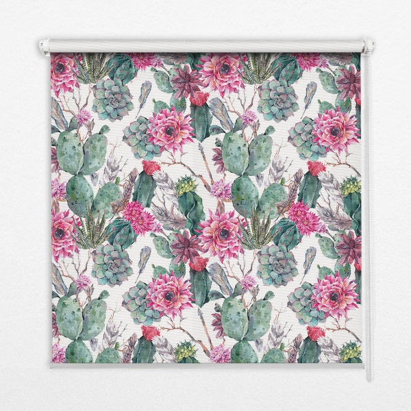 Blackout roller blind for window Cactus flower