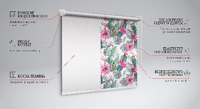 Blackout roller blind for window Cactus flower