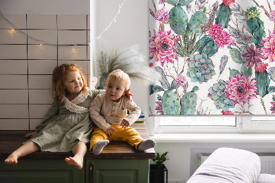 Blackout roller blind for window Cactus flower