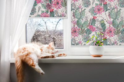 Blackout roller blind for window Cactus flower