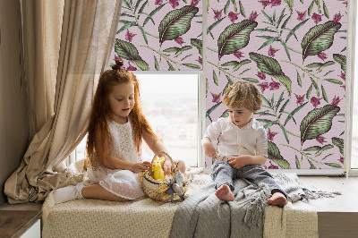 Blackout roller blind Tropical leaves