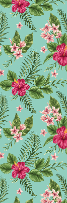 Fabric roller blind for window Exotic plants