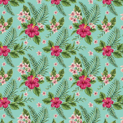 Fabric roller blind for window Exotic plants