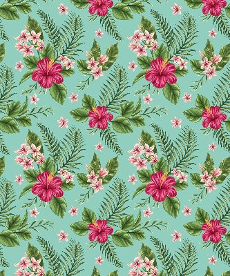 Fabric roller blind for window Exotic plants