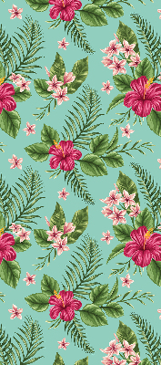 Fabric roller blind for window Exotic plants