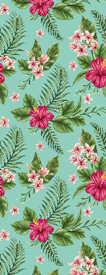 Fabric roller blind for window Exotic plants