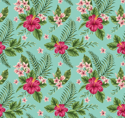 Fabric roller blind for window Exotic plants