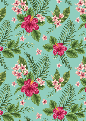 Fabric roller blind for window Exotic plants