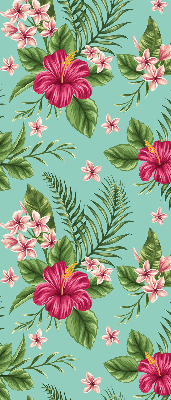 Fabric roller blind for window Exotic plants