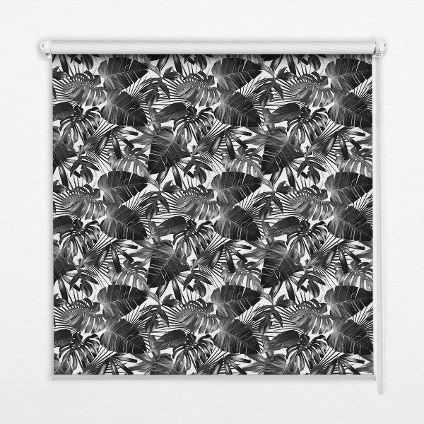 Blackout roller blind for window Gray leaves