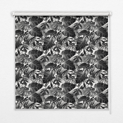 Blackout roller blind for window Gray leaves