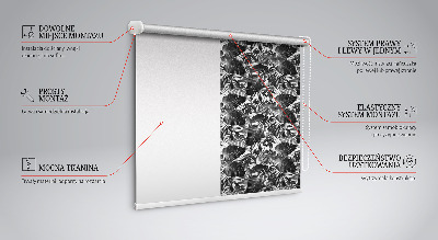Blackout roller blind for window Gray leaves