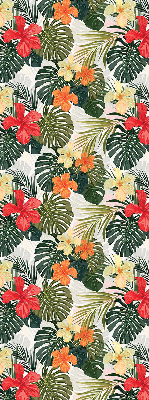 Fabric roller blind for window Tropical flowers and leaves