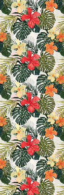 Fabric roller blind for window Tropical flowers and leaves