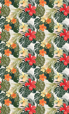 Fabric roller blind for window Tropical flowers and leaves