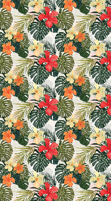 Fabric roller blind for window Tropical flowers and leaves