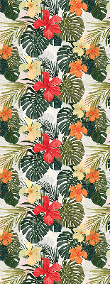 Fabric roller blind for window Tropical flowers and leaves