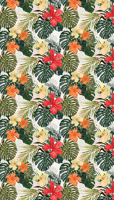 Fabric roller blind for window Tropical flowers and leaves