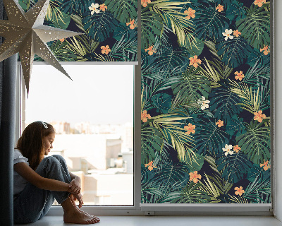 Blackout roller blind Tropical leaves and flowers