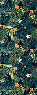Blackout roller blind Tropical leaves and flowers