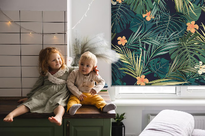 Blackout roller blind Tropical leaves and flowers