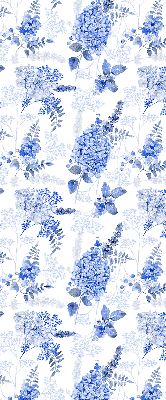 Blackout roller blind for window Blue flowers
