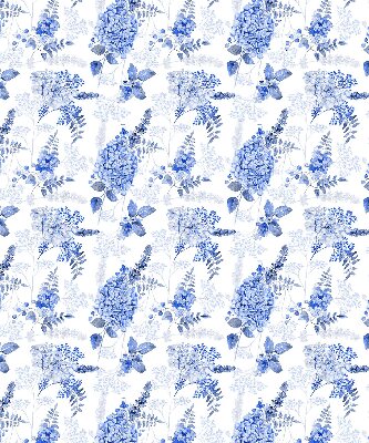 Blackout roller blind for window Blue flowers