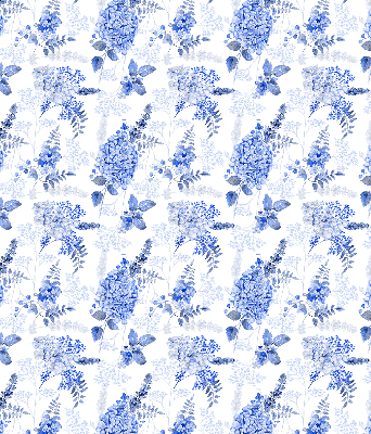 Blackout roller blind for window Blue flowers