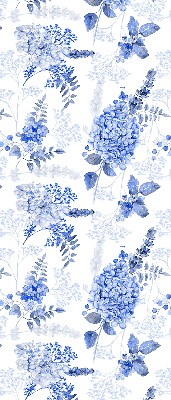 Blackout roller blind for window Blue flowers