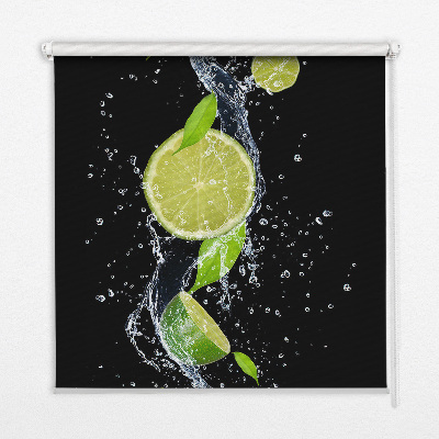 Blackout roller blind Lime falling in water