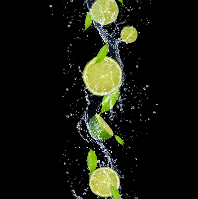 Blackout roller blind Lime falling in water